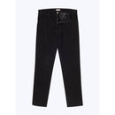 Straight 5-Pocket Suedine Leather Trousers - Black