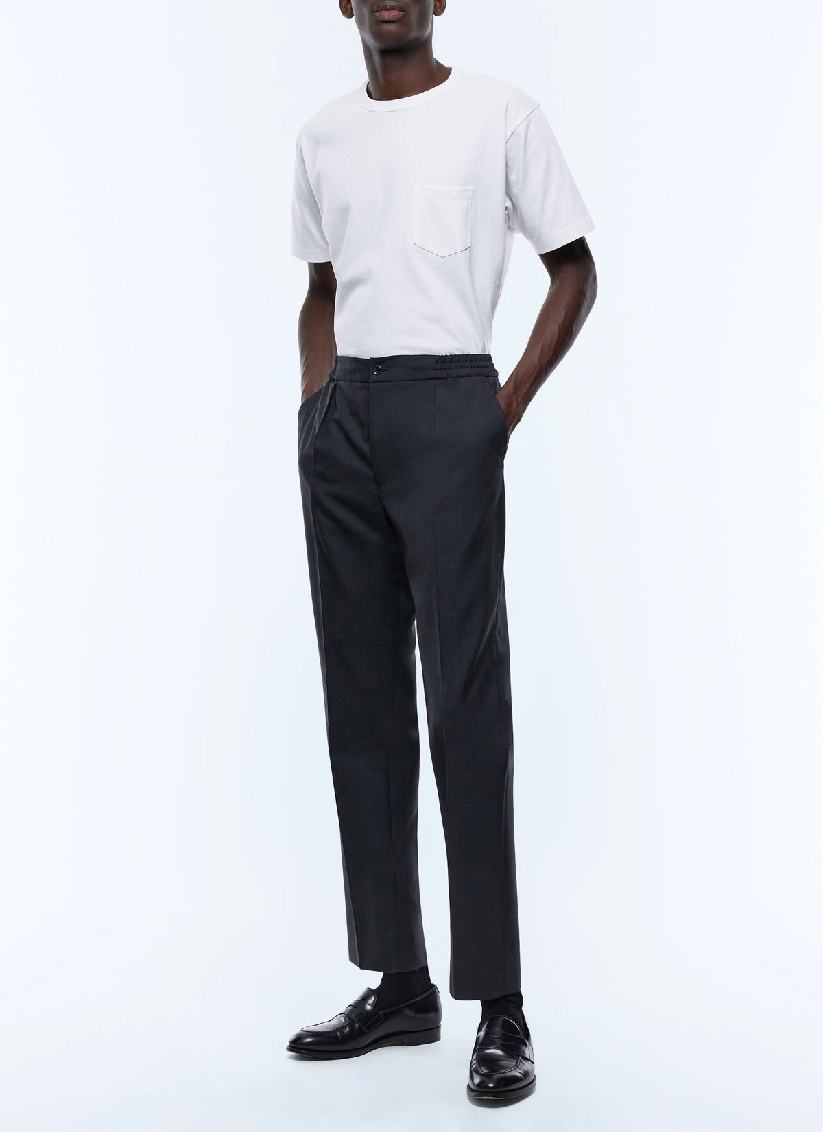 Pantalon Élastiqué En Fresco - Acier