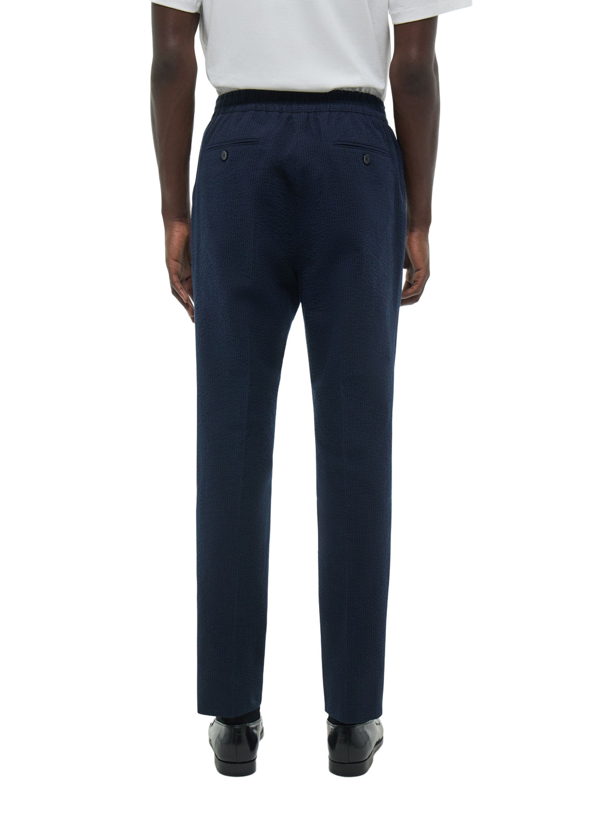 Pantalon Élastiqué En Seersucker - Marine