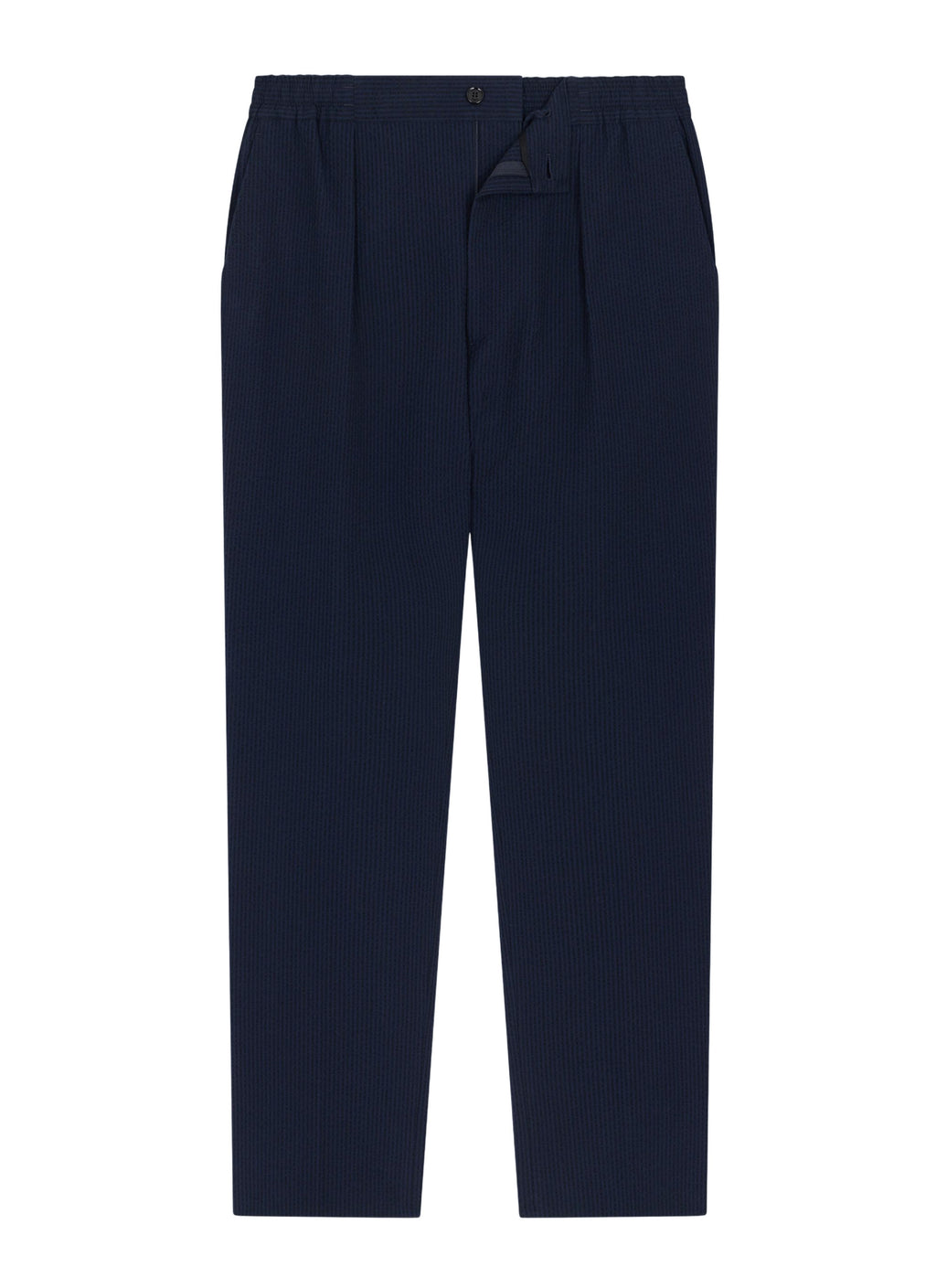 Pantalon Élastiqué En Seersucker - Marine