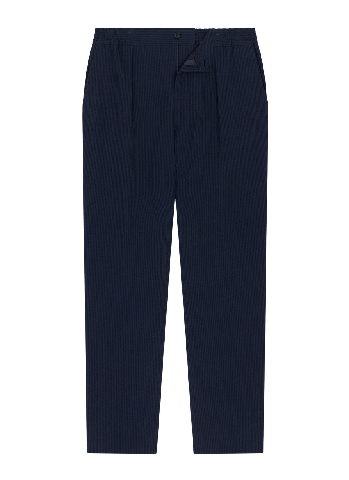 Pantalon Élastiqué En Seersucker - Marine