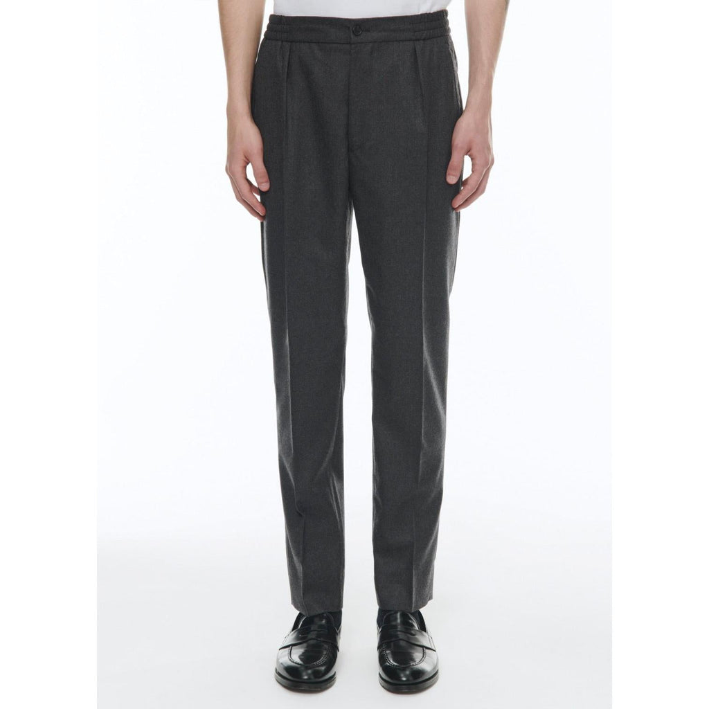 Fursac - Pantalon Élastiqué En Flanelle De Laine - Acier - Homme