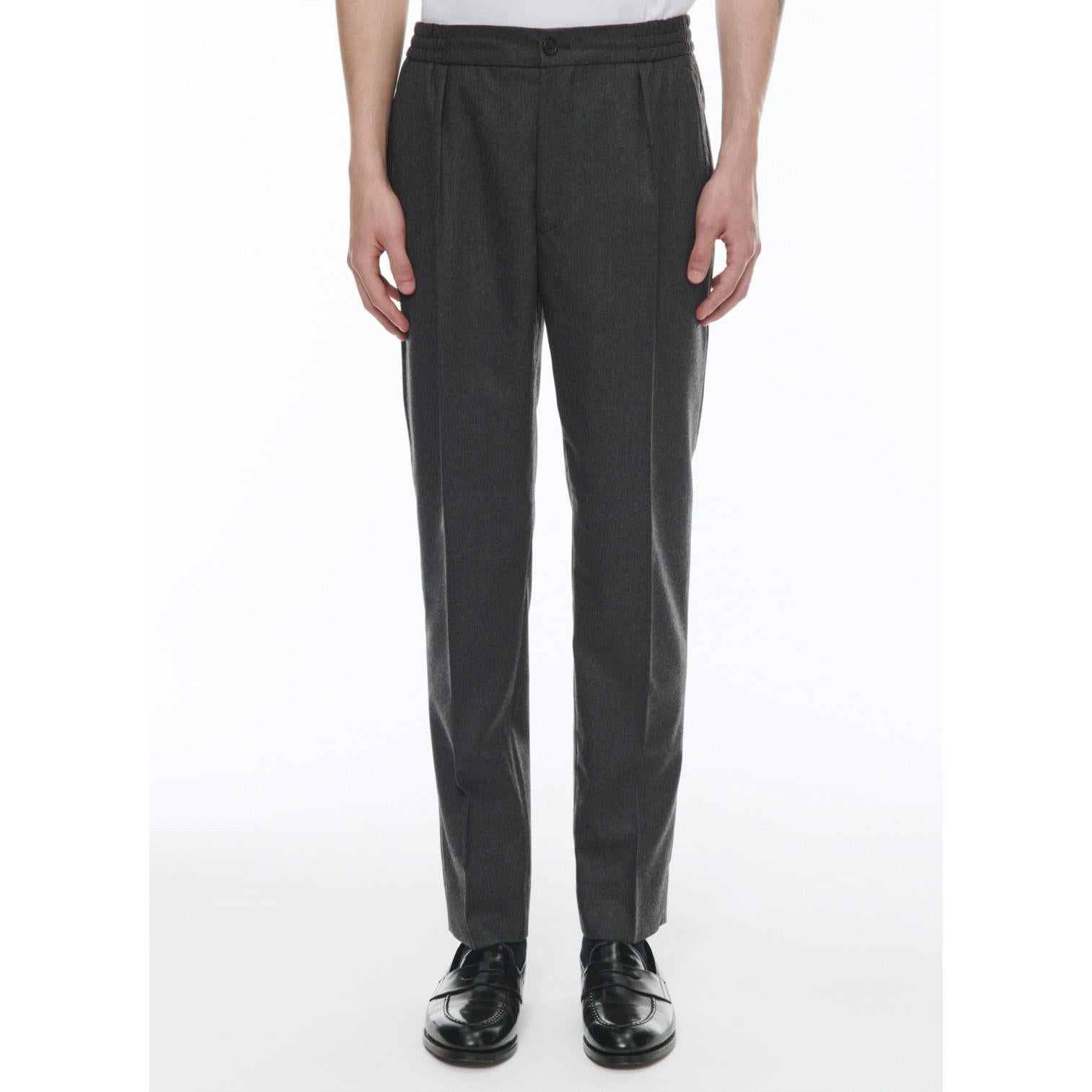 Fursac - Pantalon Élastiqué En Flanelle De Laine - Acier - Homme