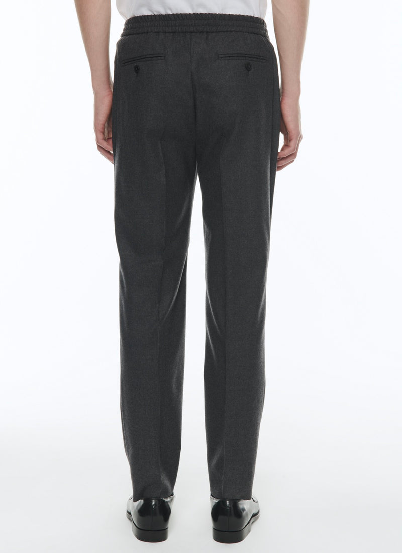 Pantalon Élastiqué En Flanelle De Laine - Acier - Homme