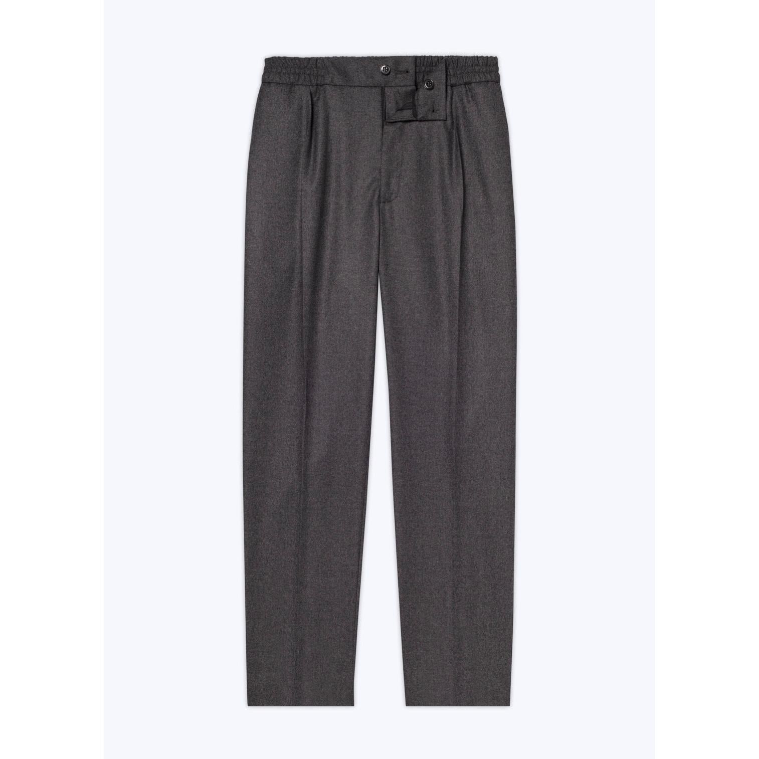 Fursac - Pantalon Élastiqué En Flanelle De Laine - Acier - Homme