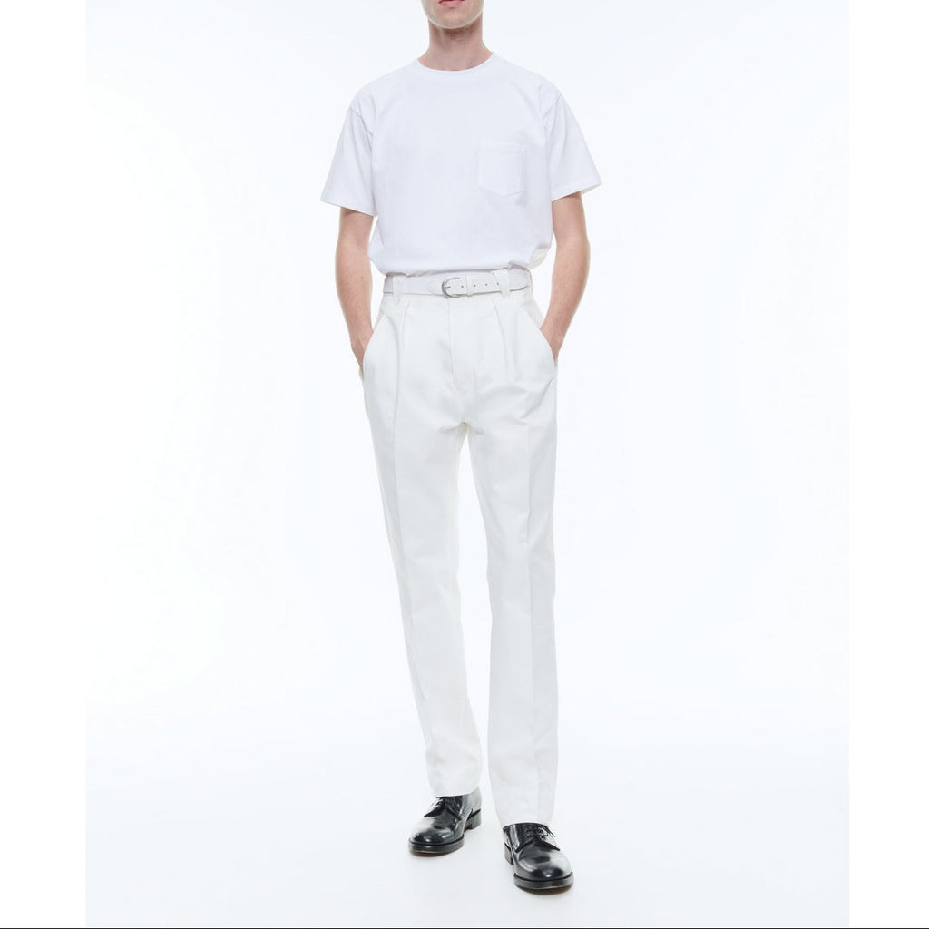 Plain Gabardine Trousers - White