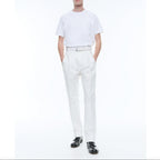 Plain Gabardine Trousers - White