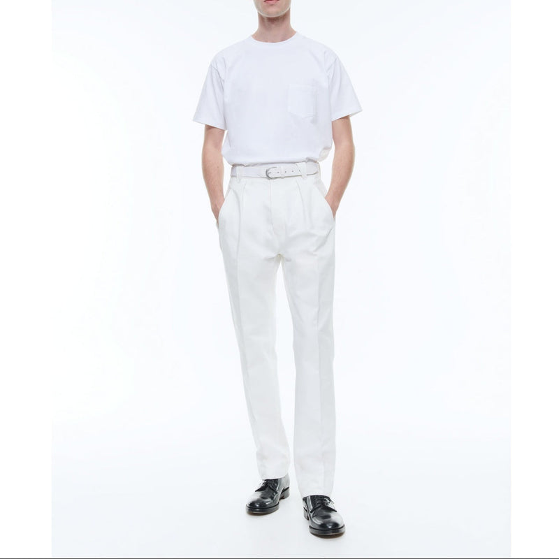 Pantalón liso de gabardina - Blanco