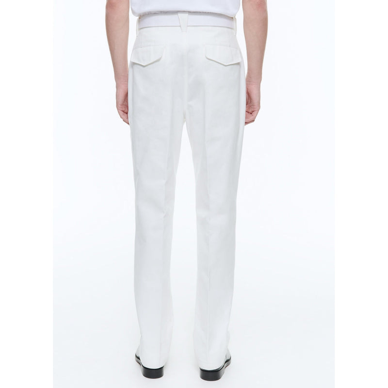 Pantalón liso de gabardina - Blanco