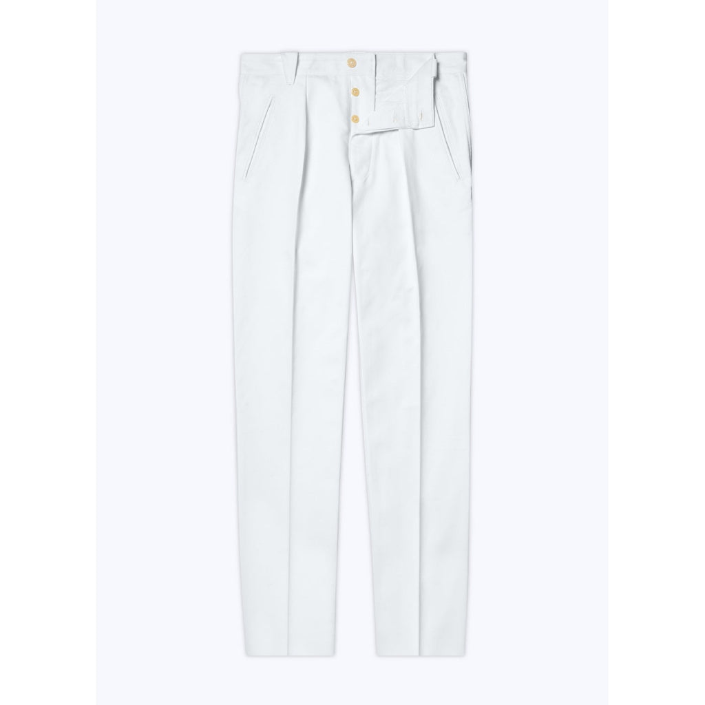 Plain Gabardine Trousers - White