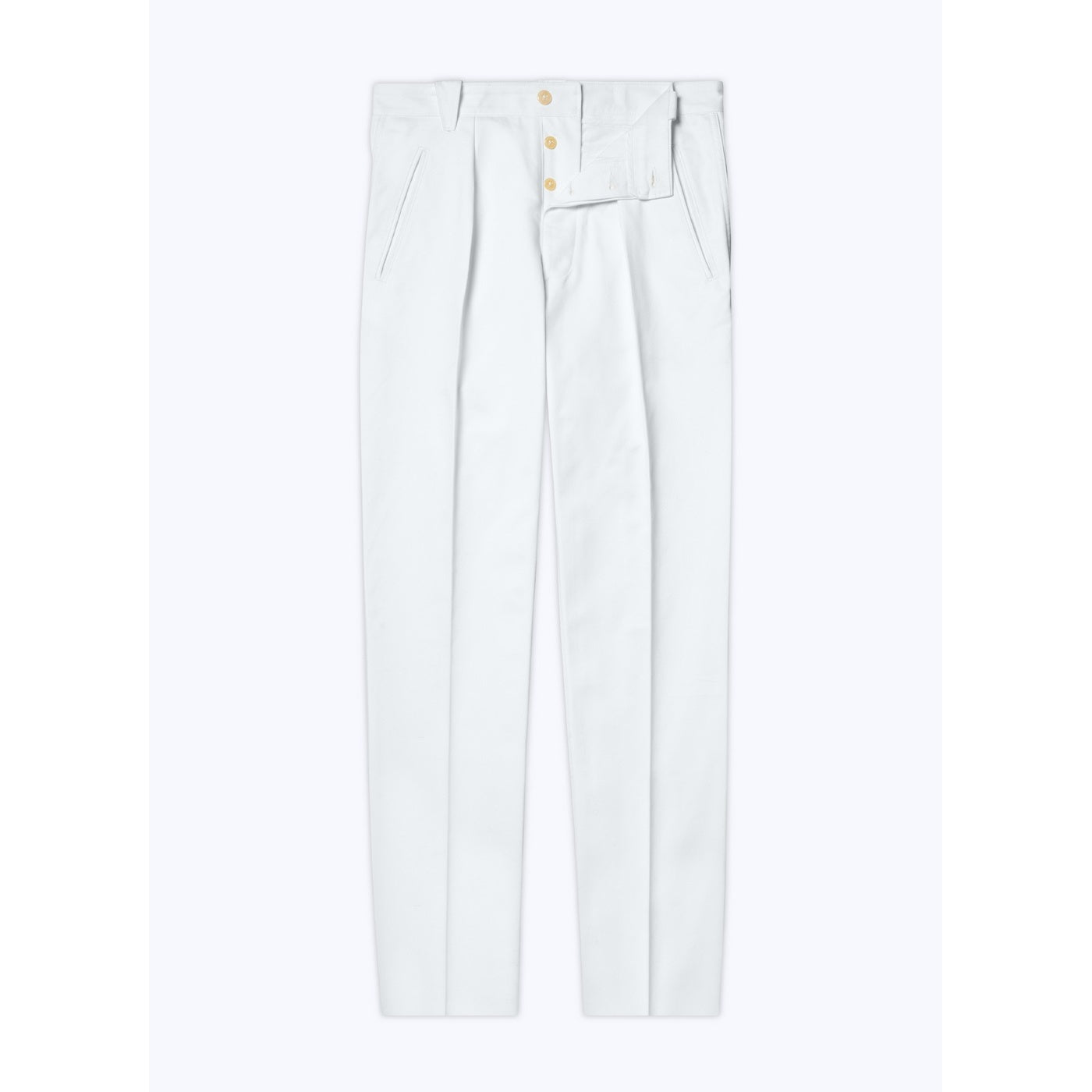 Plain Gabardine Trousers - White