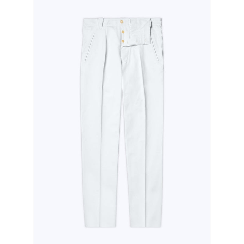 Pantalón liso de gabardina - Blanco