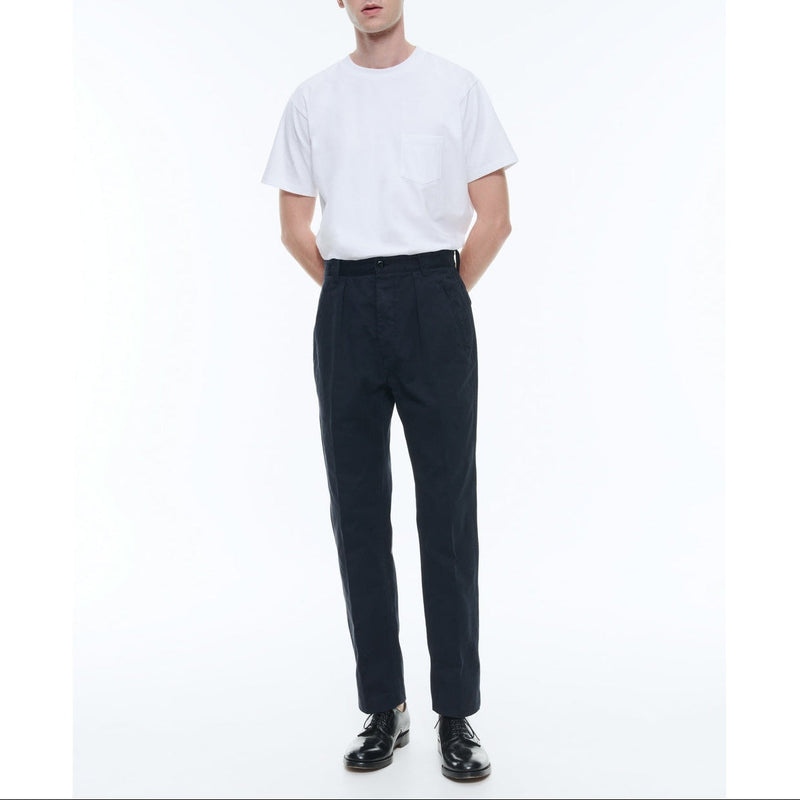 Pantalón Liso De Gabardina - Azul Marino