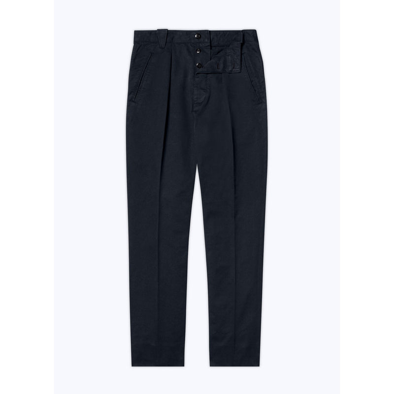 Pantalón Liso De Gabardina - Azul Marino
