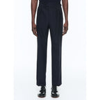 Pantalon À Pinces En Laine Certifiée - Bleu