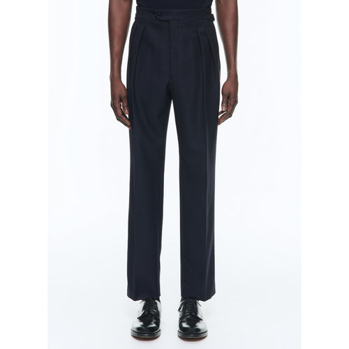 Pantalon À Pinces En Laine Certifiée - Bleu