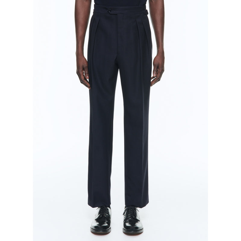 Pantalon À Pinces En Laine Certifiée - Bleu