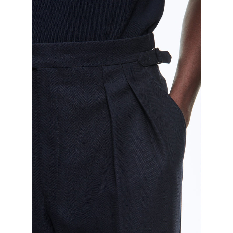 Pantalon À Pinces En Laine Certifiée - Bleu