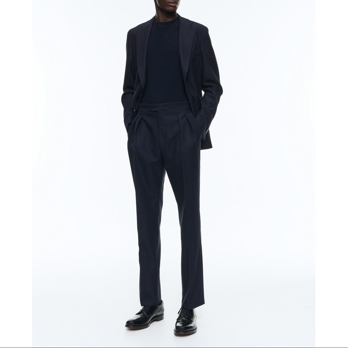 Pantalon À Pinces En Laine Certifiée - Bleu