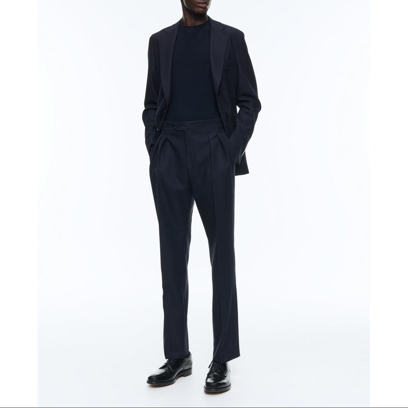 Pantalon À Pinces En Laine Certifiée - Bleu