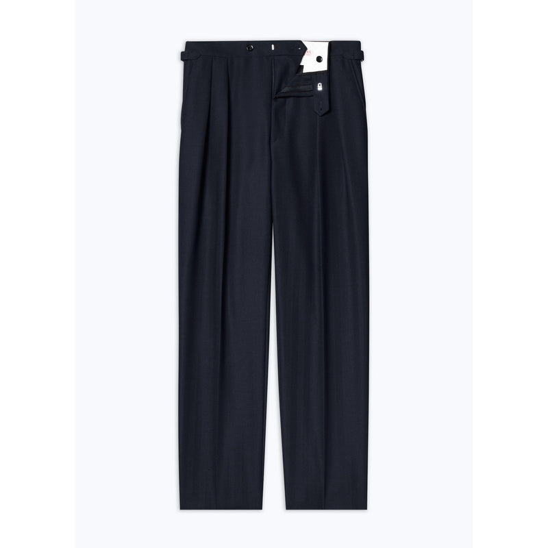Pantalon À Pinces En Laine Certifiée - Bleu