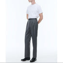 Pantalón Gris De Sarga A Rayas Con Doble Plisado - Ceniza