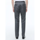 Pantalón Gris De Sarga A Rayas Con Doble Plisado - Ceniza