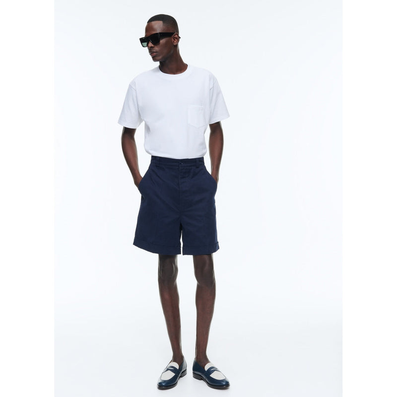 Bermuda En Toile De Coton - Bleu Marine