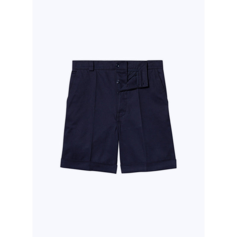 Bermuda En Toile De Coton - Bleu Marine