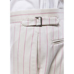 Pantalon Ajusté En Laine À Rayures - Ecru - Rayures Roses