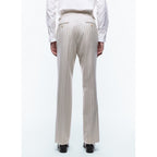 Pantalon Ajusté En Laine À Rayures - Ecru - Rayures Roses
