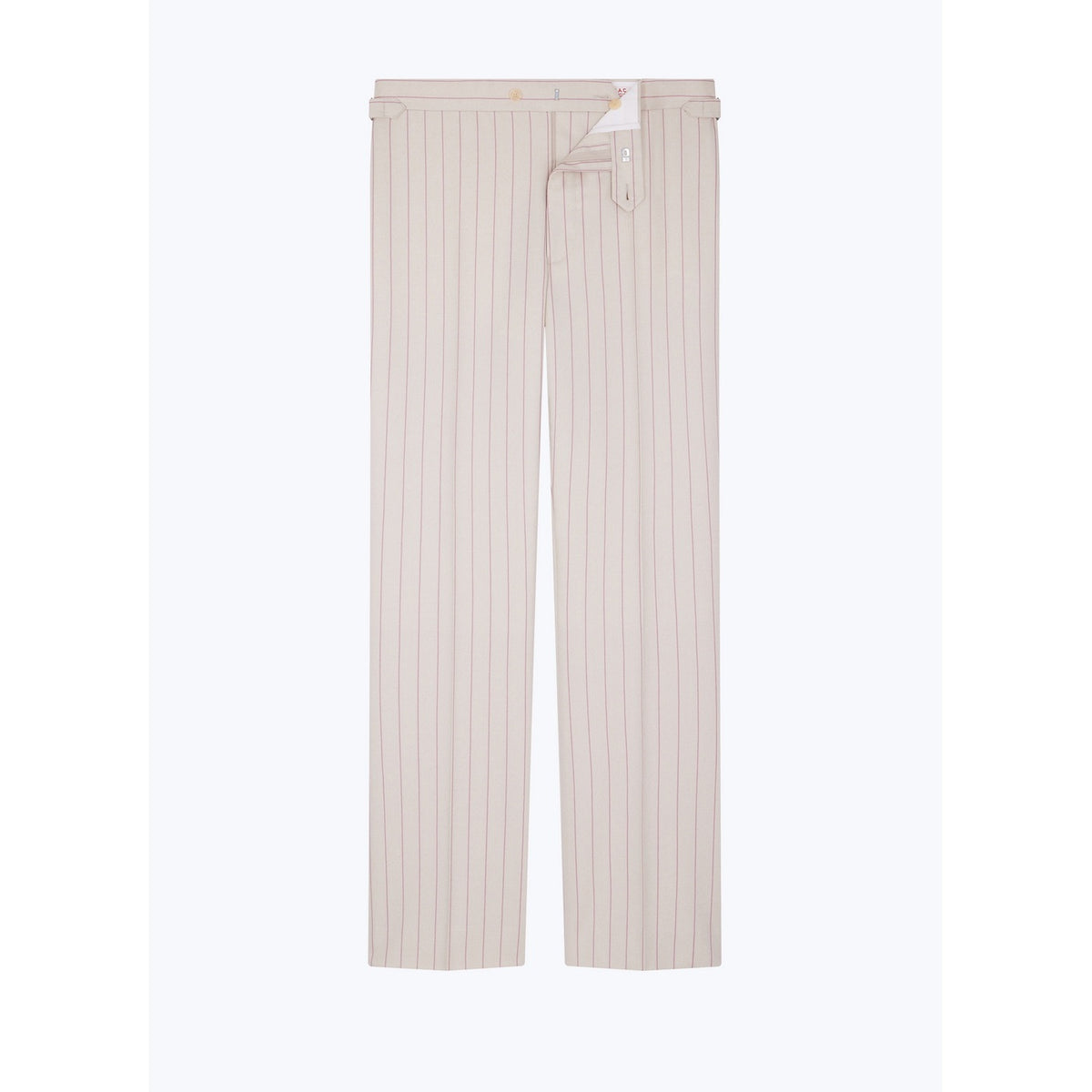 Pantalon Ajusté En Laine À Rayures - Ecru - Rayures Roses