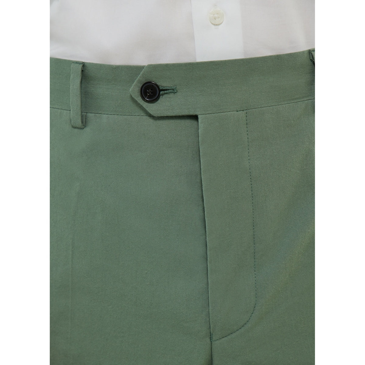 Slim Fit Cotton Canvas Trousers - Sage Green