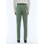 Slim Fit Cotton Canvas Trousers - Sage Green