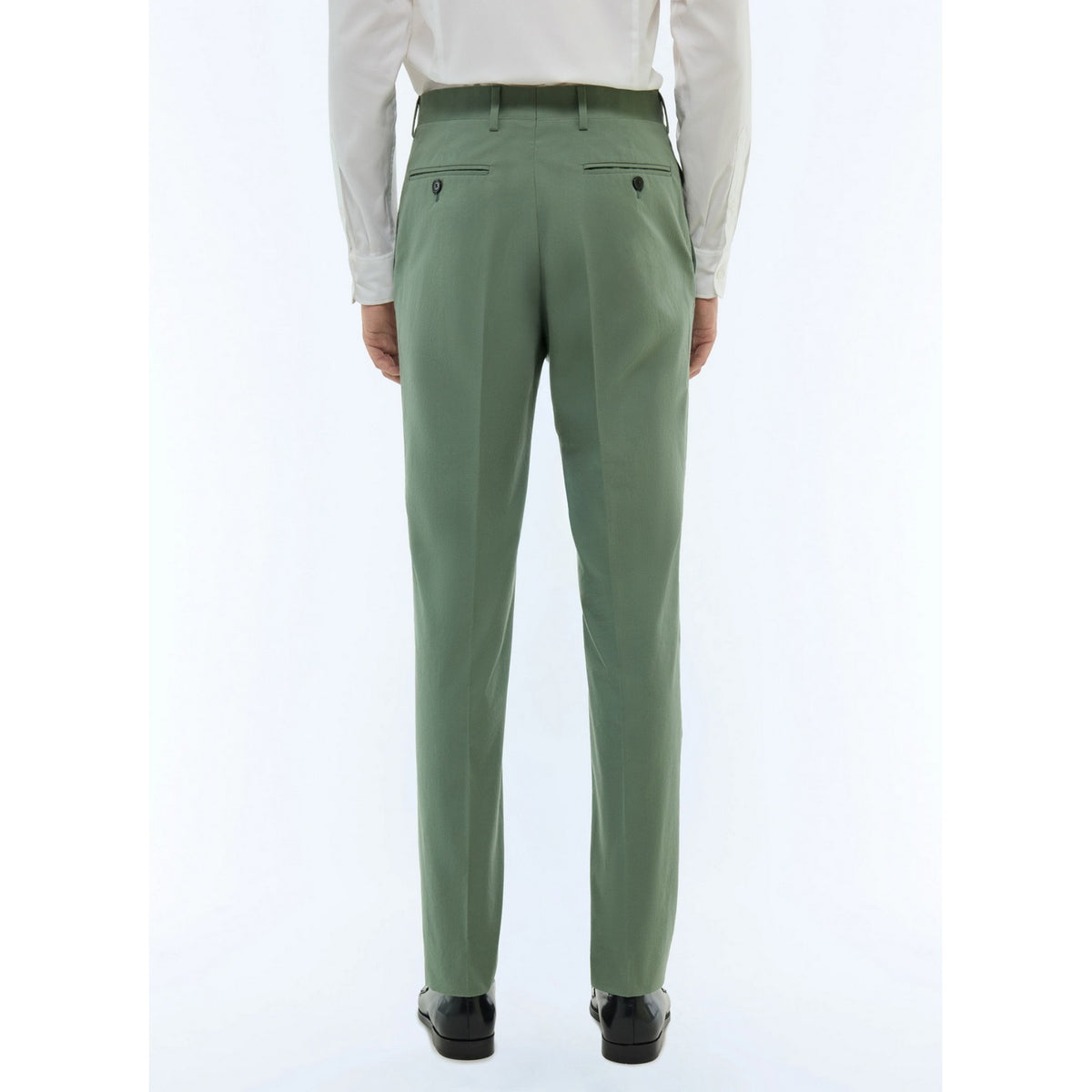 Slim Fit Cotton Canvas Trousers - Sage Green