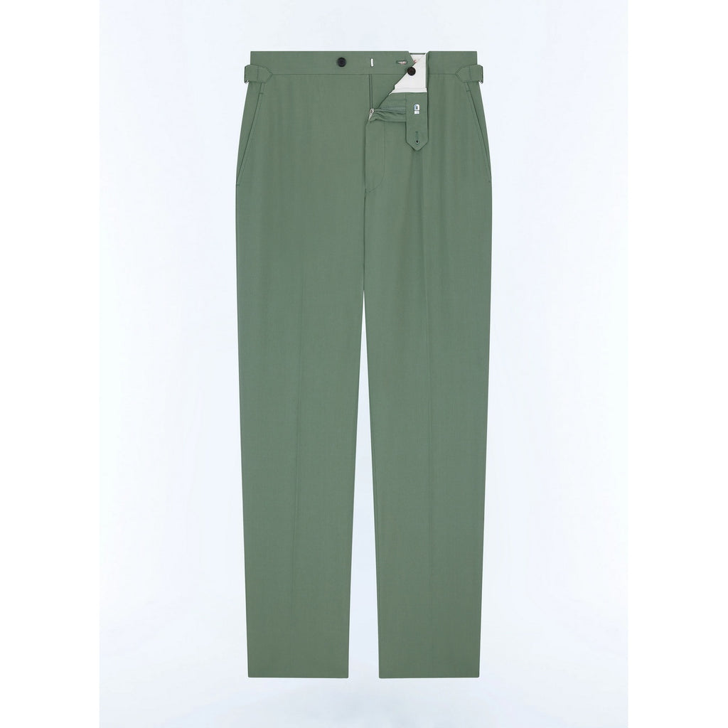 Slim Fit Cotton Canvas Trousers - Sage Green