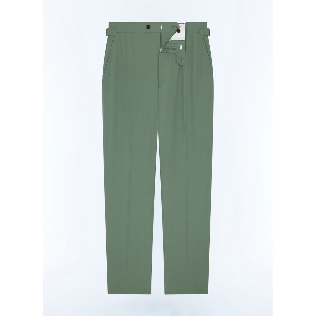 Slim Fit Cotton Canvas Trousers - Sage Green