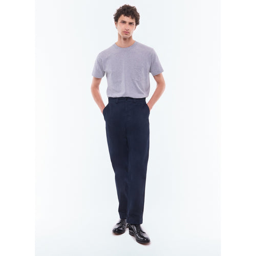 Fursac - Pantalon Chino En Twill De Coton - Bleu Marine