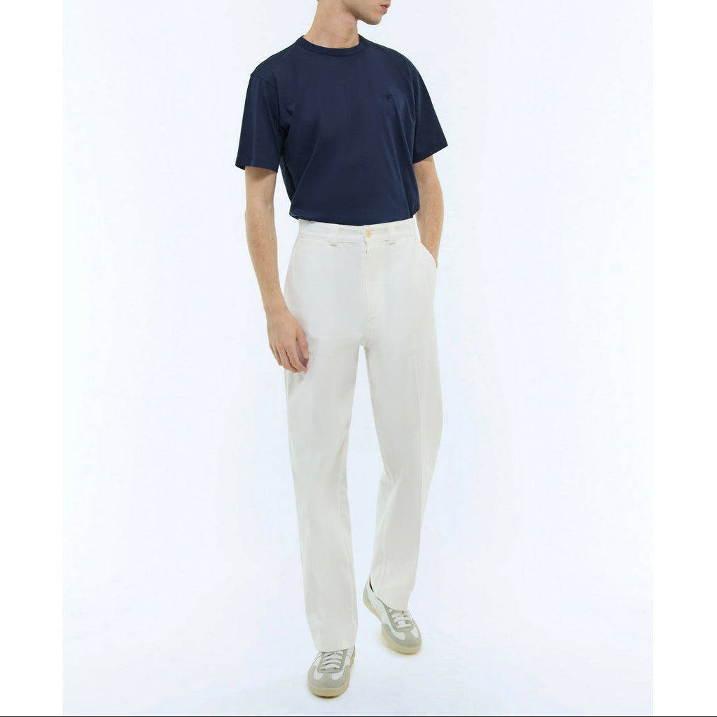 Straight Cotton Serge Chinos - White