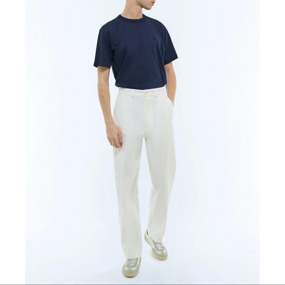 Straight Cotton Serge Chinos - White