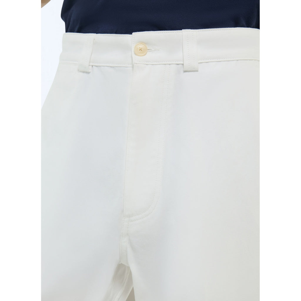 Straight Cotton Serge Chinos - White