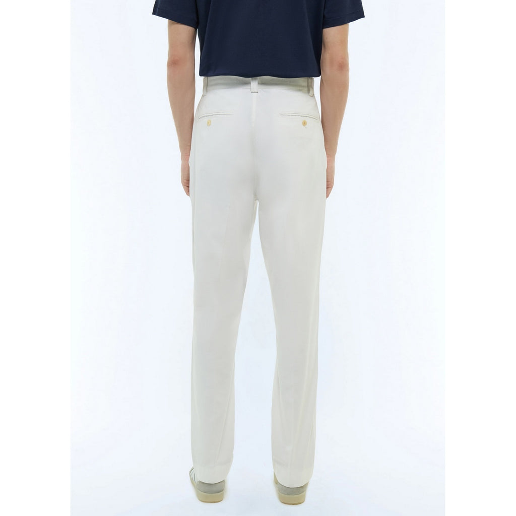 Straight Cotton Serge Chinos - White