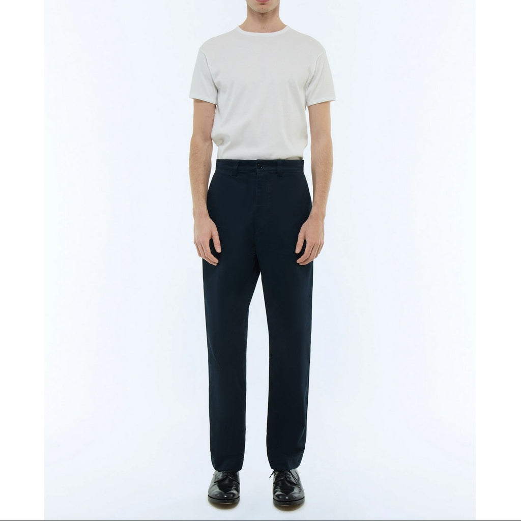 Straight Cotton Serge Chinos - Navy Blue