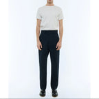 Straight Cotton Serge Chinos - Navy Blue