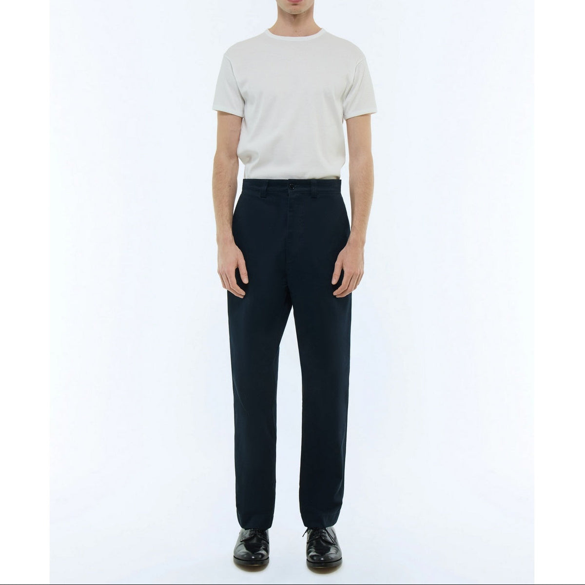 Straight Cotton Serge Chinos - Navy Blue