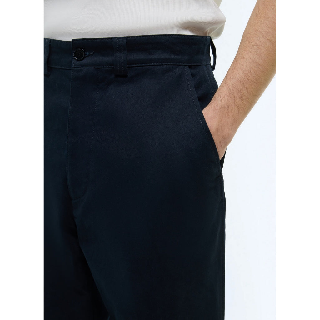 Straight Cotton Serge Chinos - Navy Blue