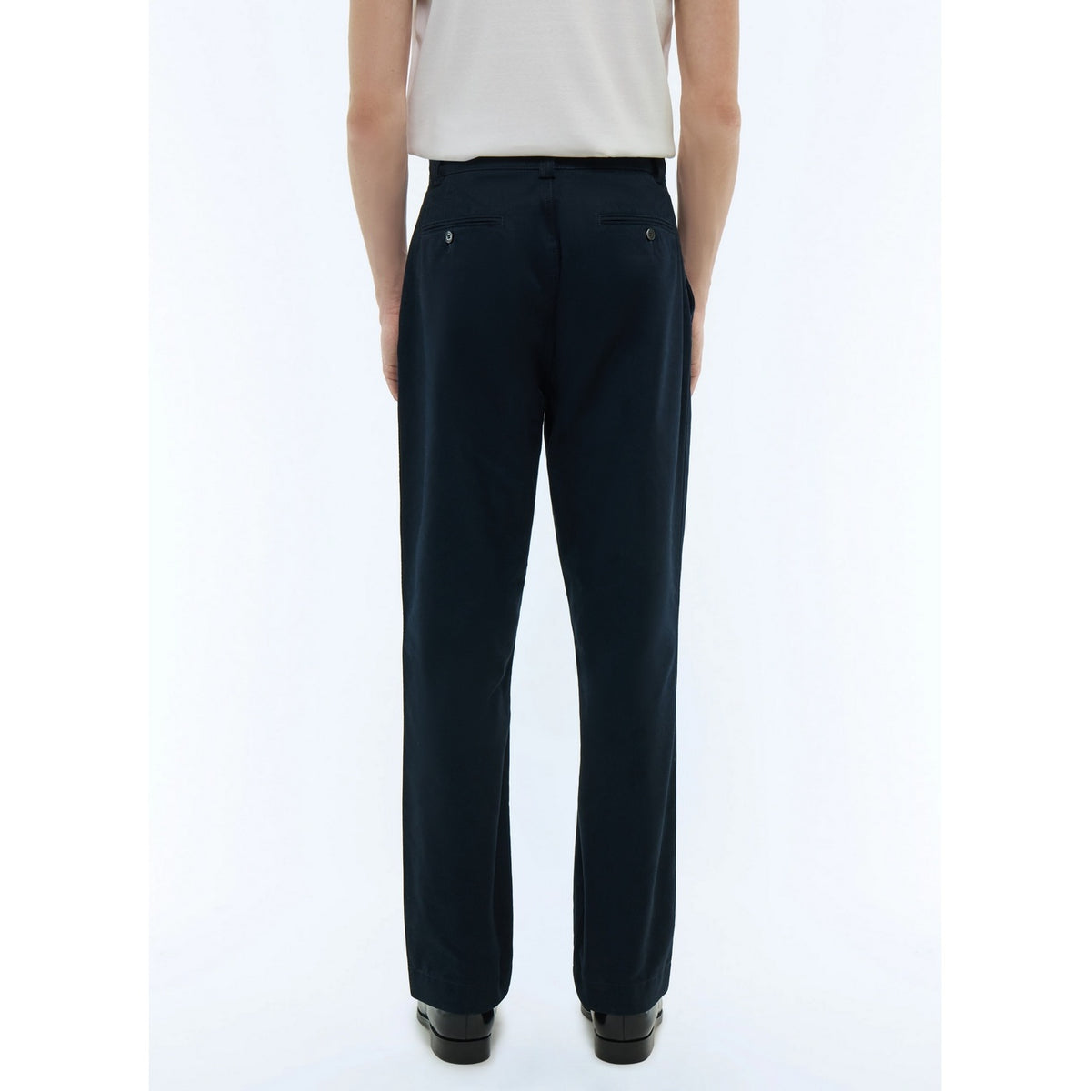 Straight Cotton Serge Chinos - Navy Blue