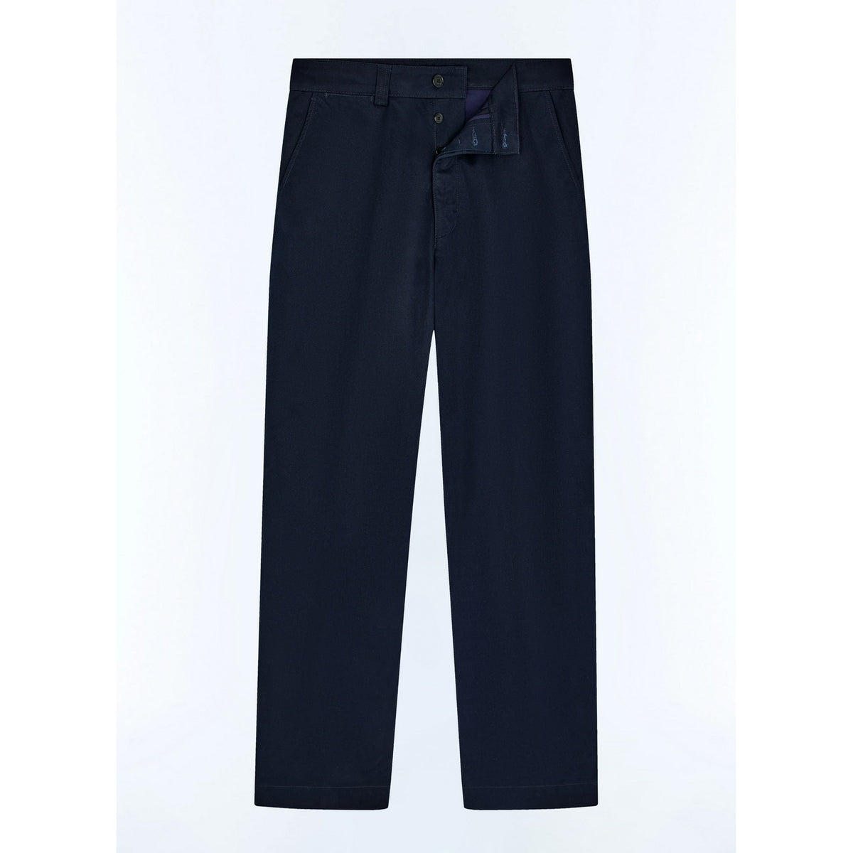 Straight Cotton Serge Chinos - Navy Blue
