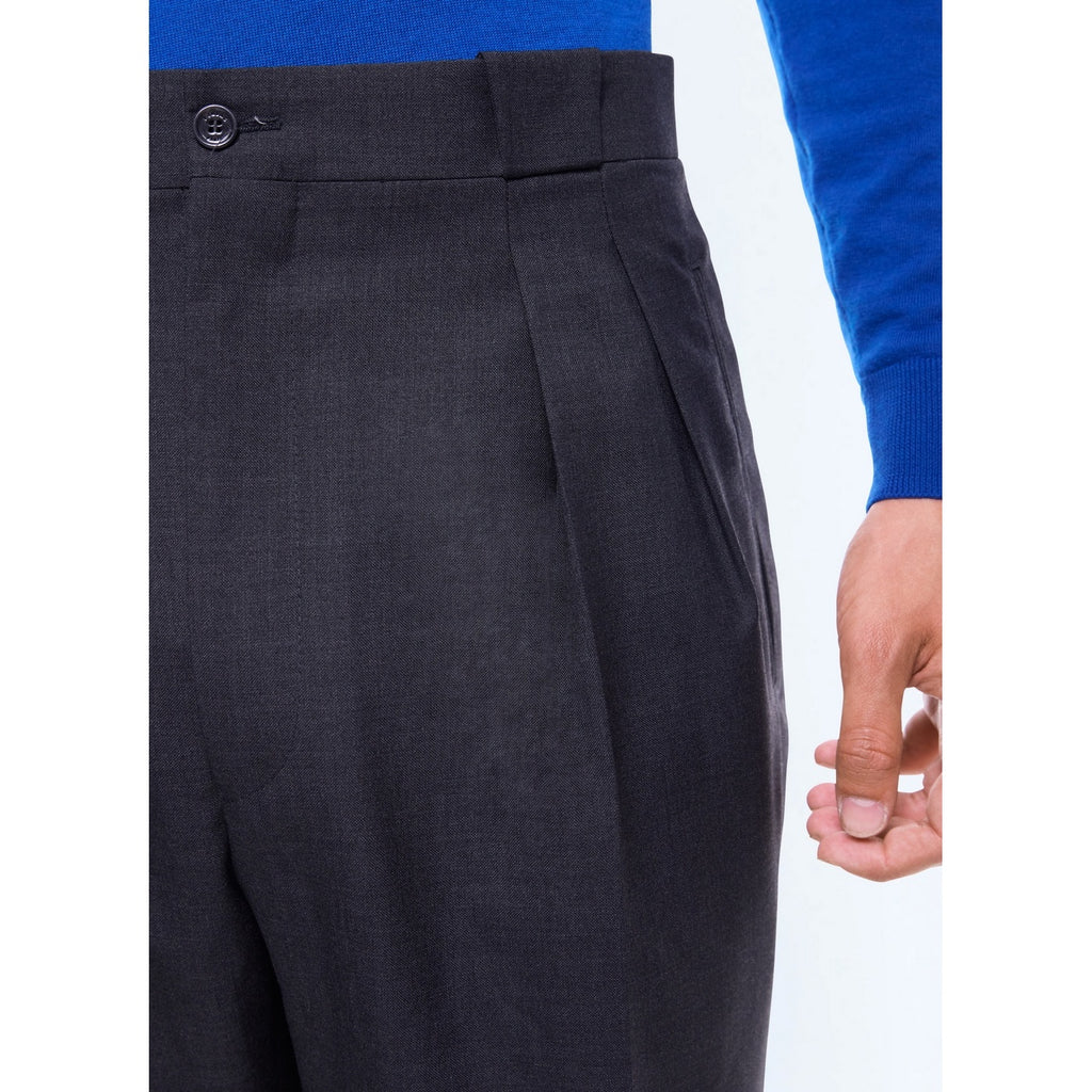 Pantalon Droit En Laine Certifiée - Gris Foncé