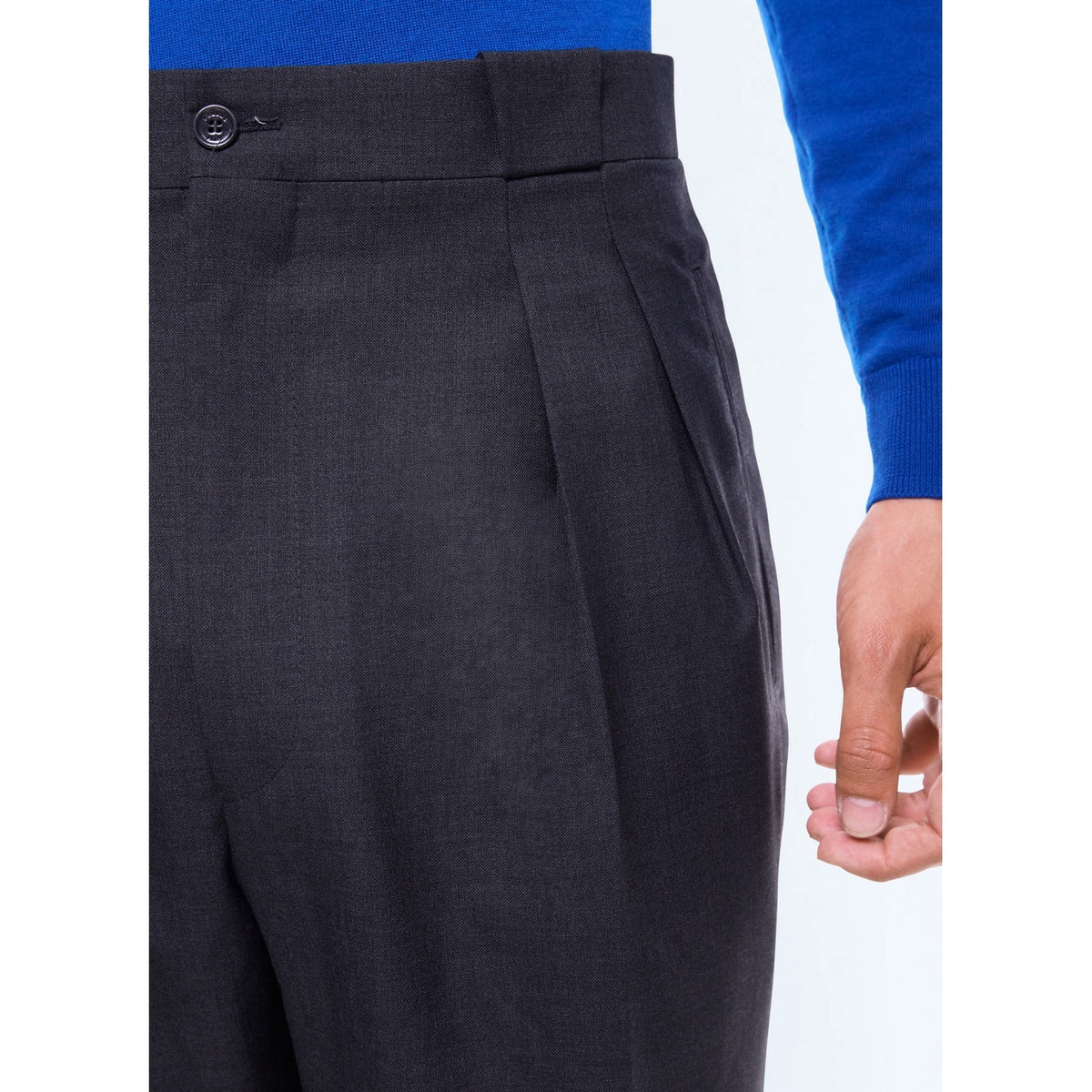 Pantalon Droit En Laine Certifiée - Gris Foncé